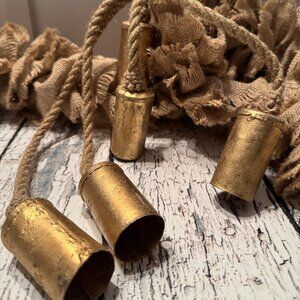Holiday Hanging Bells Gold Tone Rope